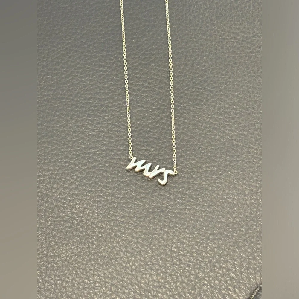 Kate Spade New York Say Yes Mrs. Necklace in Silver Bridal Newlywed Wife